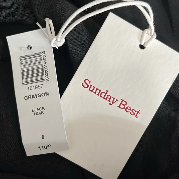 Aritzia Sunday Best Grayson Long Sleeve V Neck Mini Dress in Noir - NEW - Size 8 - Picture 9 of 9